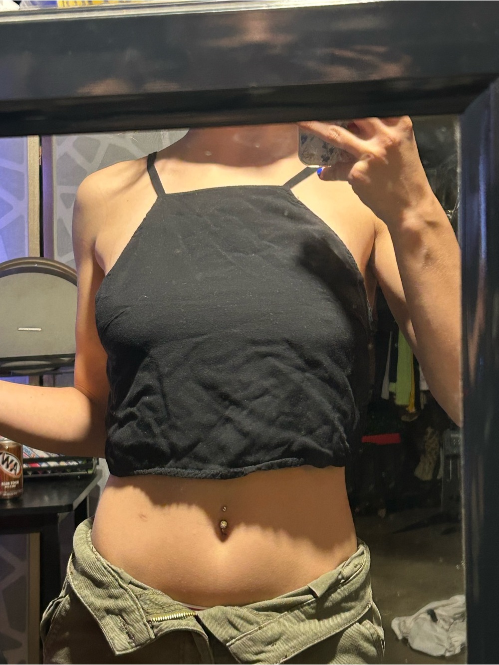 Express Black Cropped Halter Top